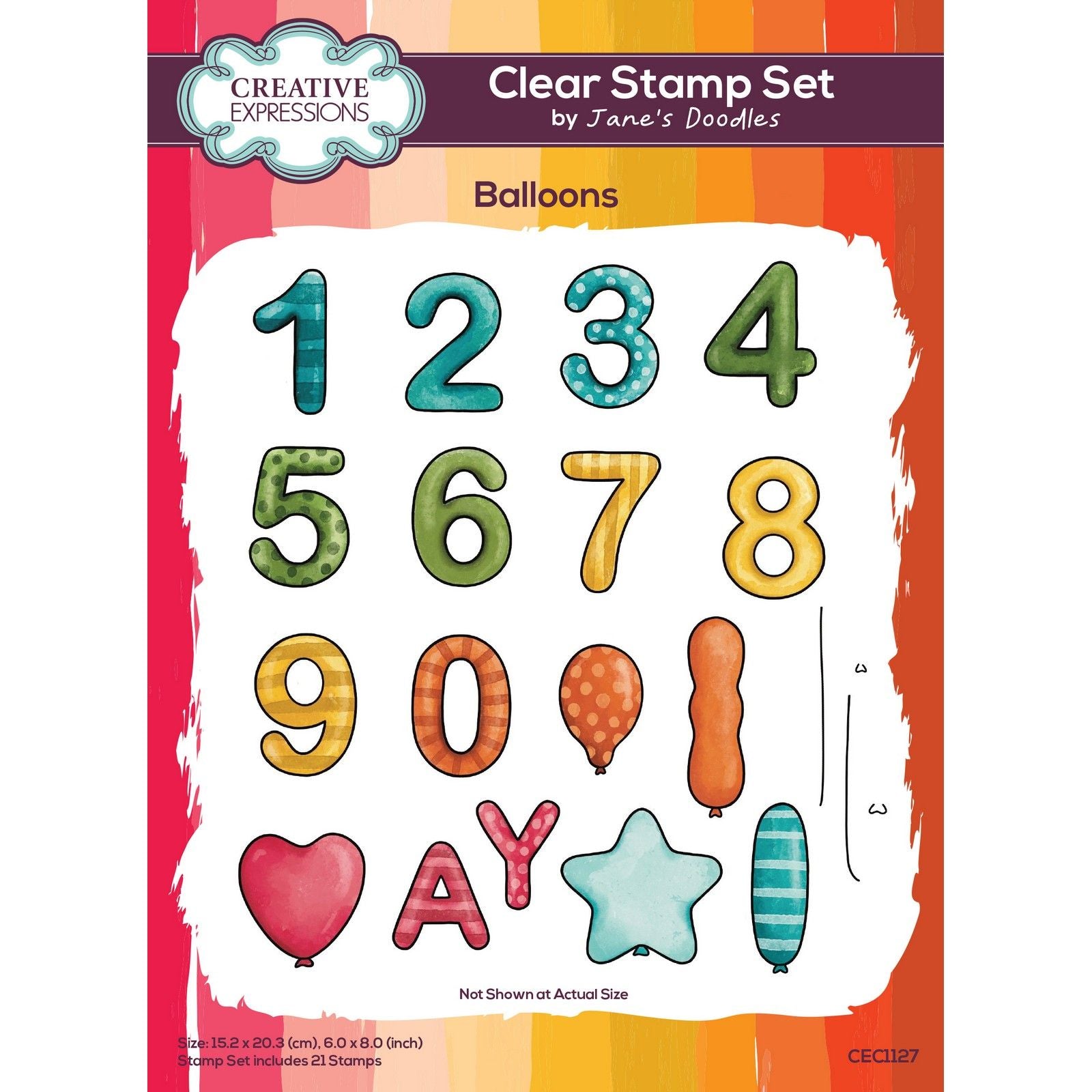Creative expressions • jane's doodles balloons 6 in x 8 in clear stamp set