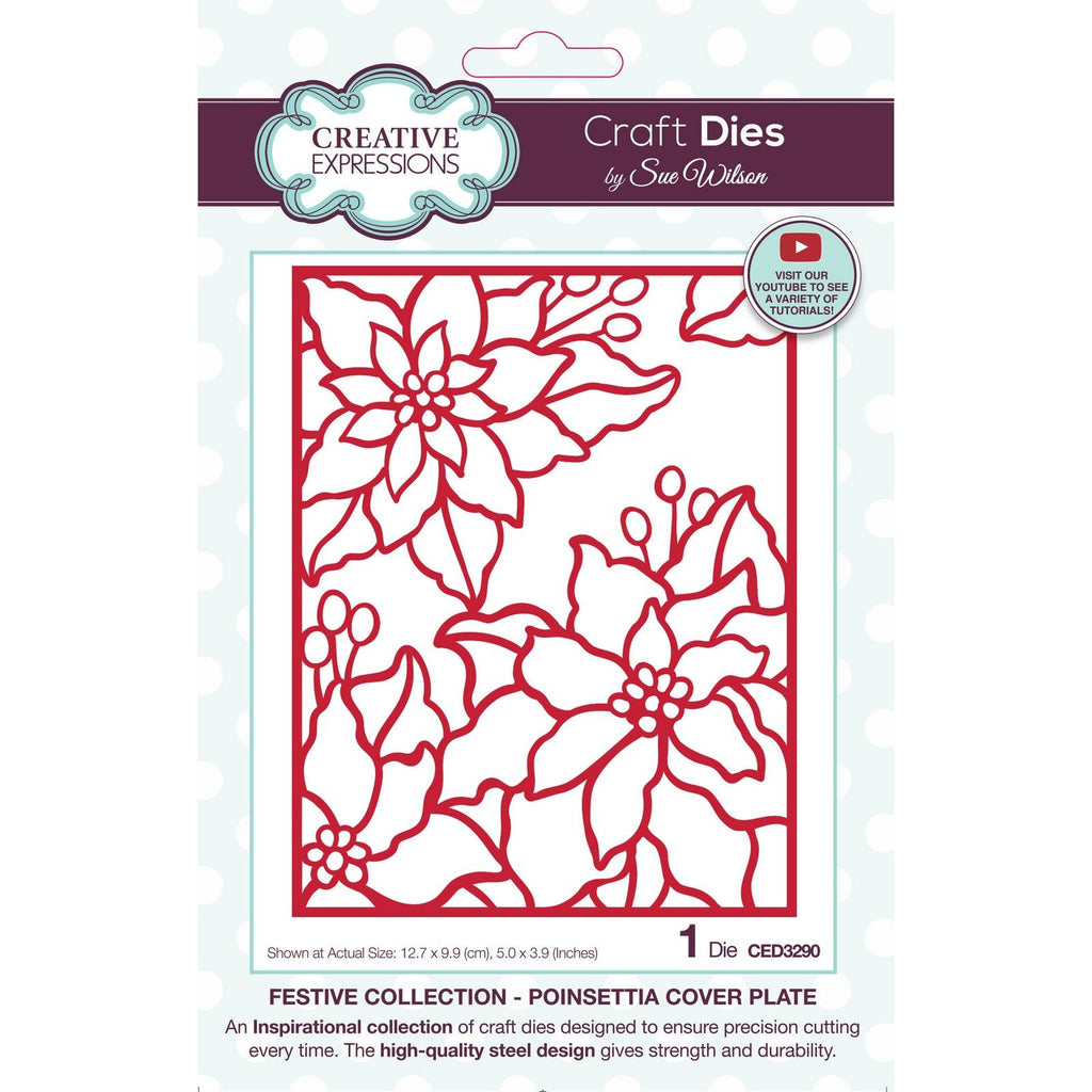 Creative expressions • sue wilson festive poinsettia cover plate craft die