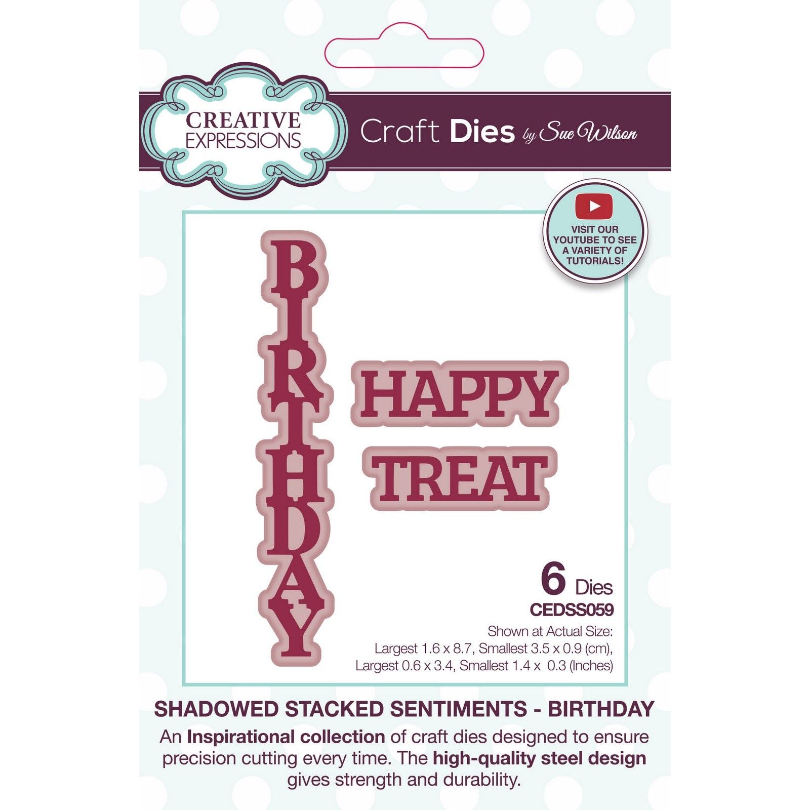 Creative expressions • sue wilson birthday shadowed stacked sentiment craft die