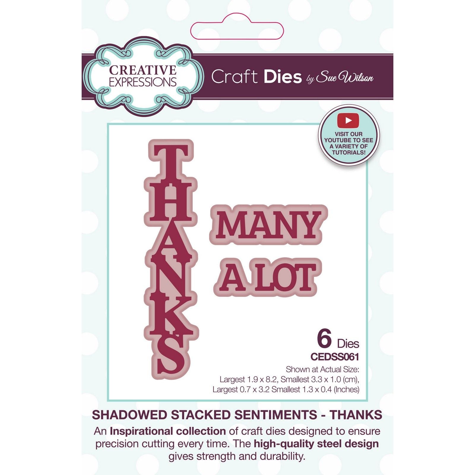 Creative expressions • sue wilson thanks shadowed stacked sentiment craft die