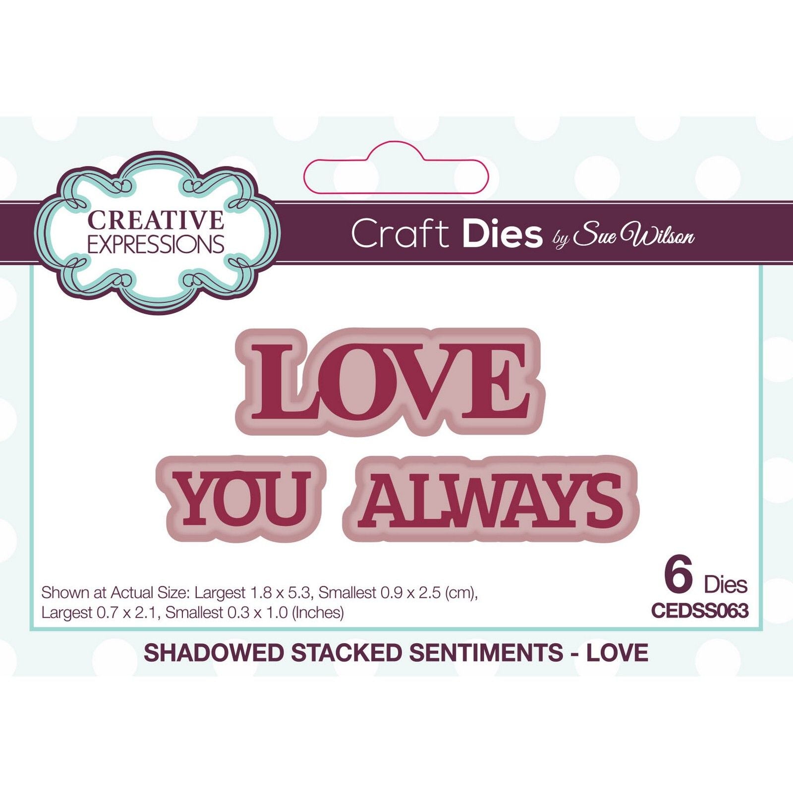 Creative expressions • sue wilson love shadowed stacked sentiment craft die