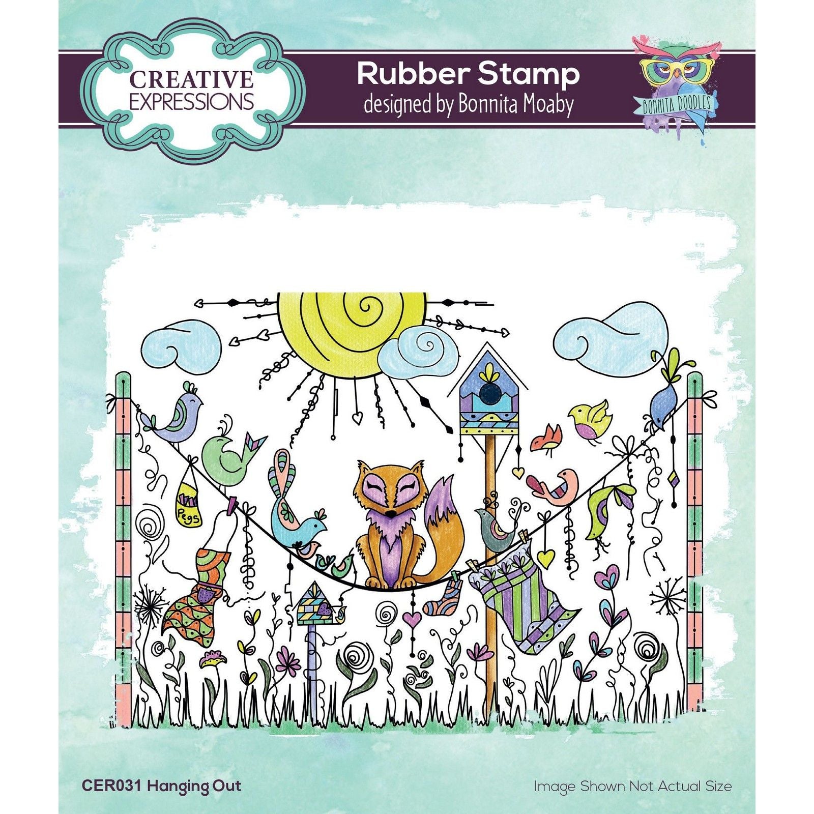 Creative expressions • rubber stamp hanging out 14,99x10,92cm