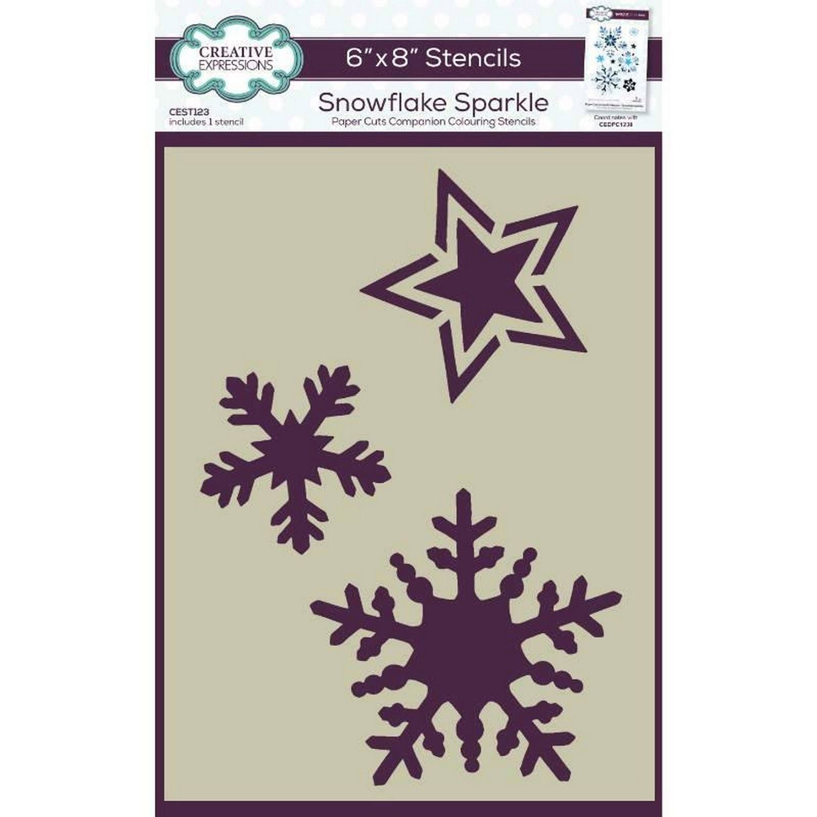 Creative expressions • companion colouring stencil snowflake sparkle 15x20,8cm