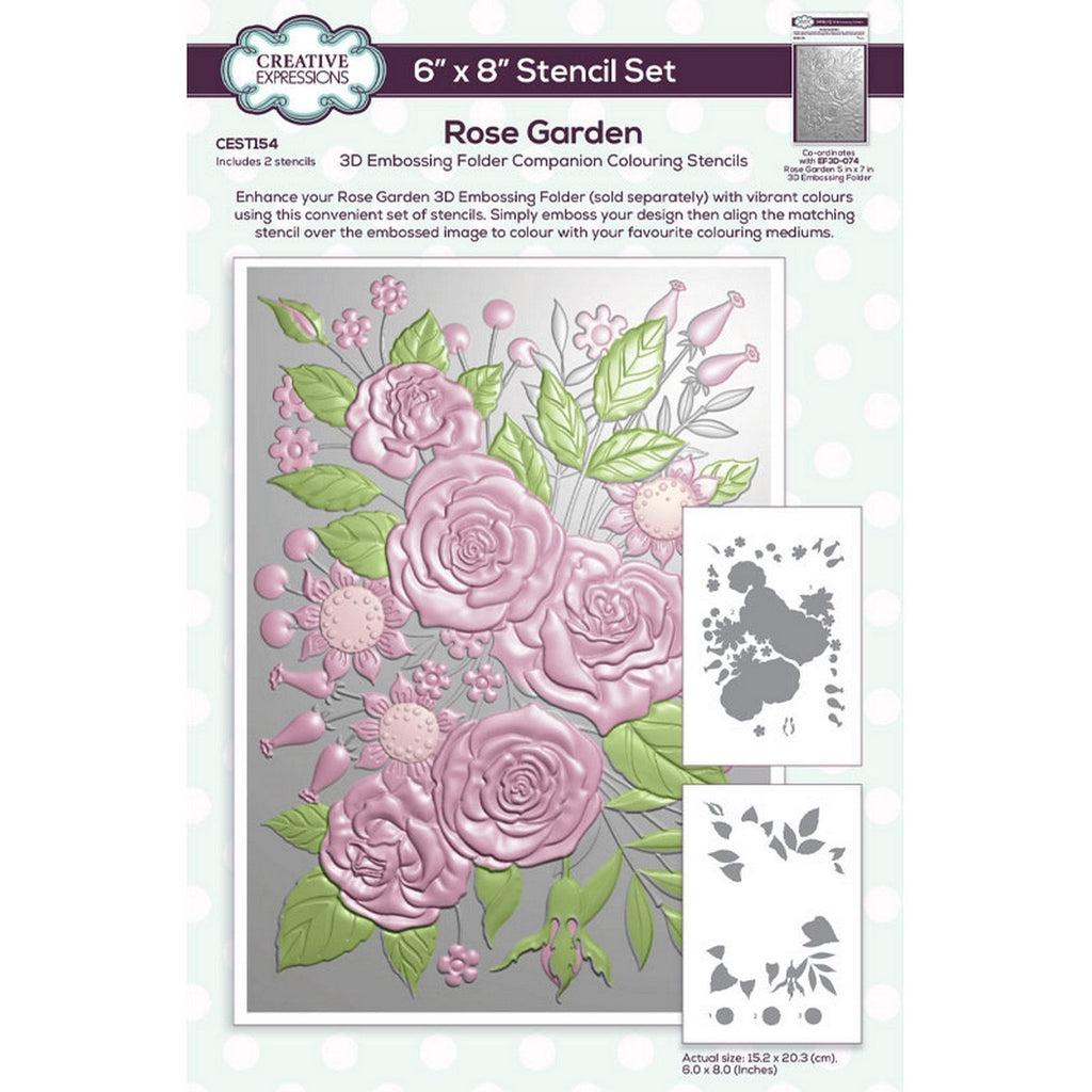 Creative expressions • companion colouring stencil rose garden 2pcs