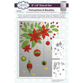 Creative expressions • poinsettias baubles companion colouring stencil 6 in x 8 in set of 2