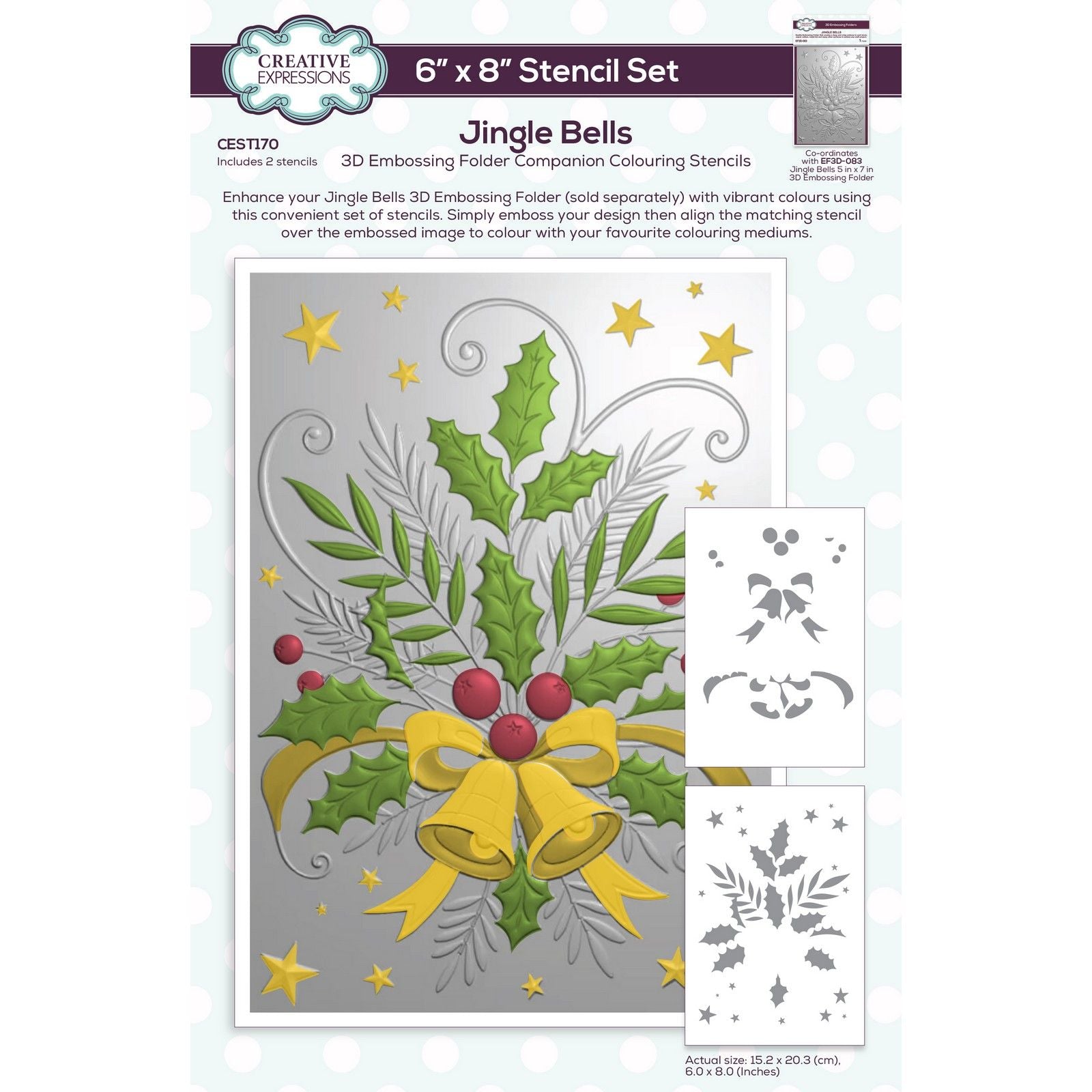 Creative expressions • jingle bells companion colouring stencil 6 in x 8 in set of 2