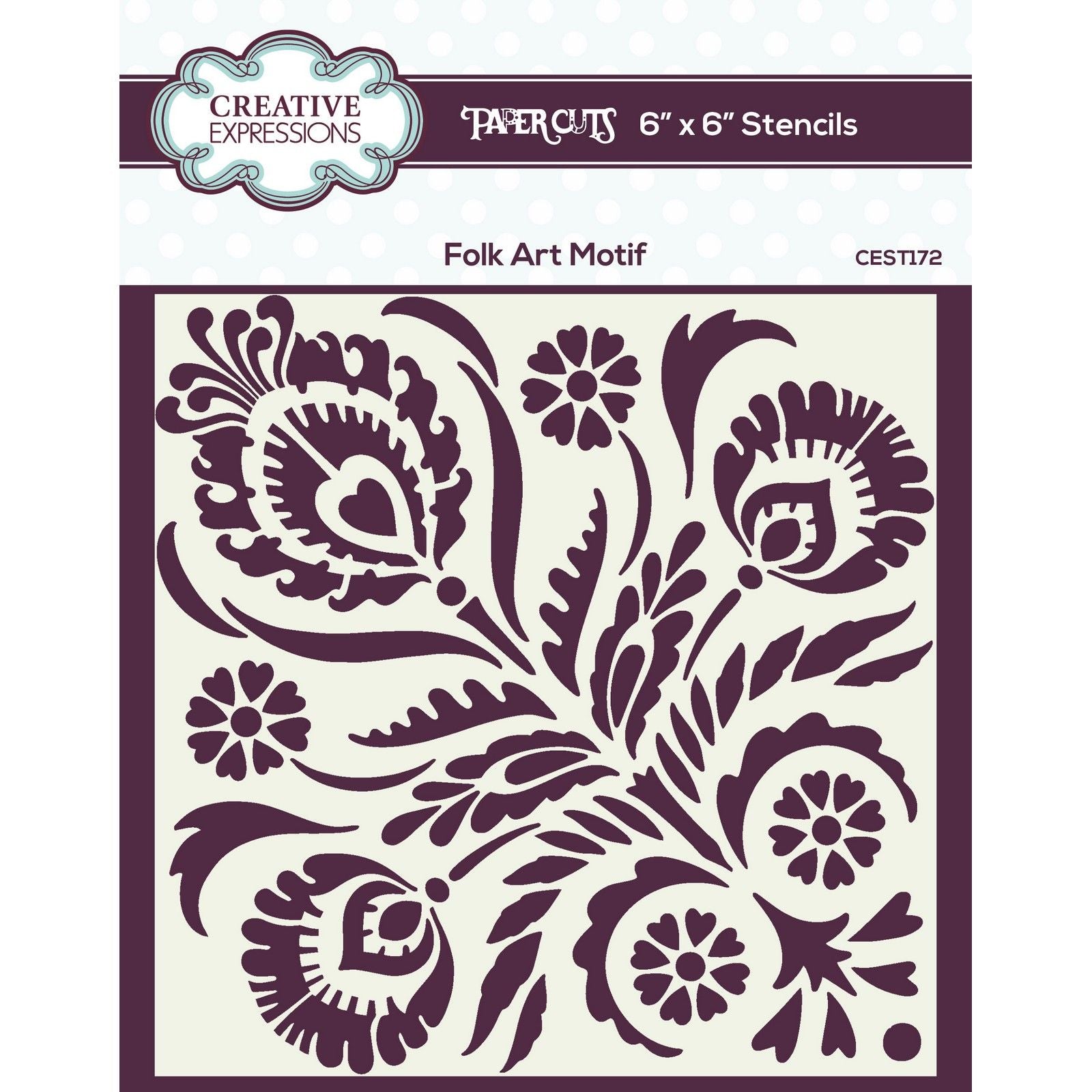 Creative expressions • paper cuts folk art motif 6 in x 6 in stencil