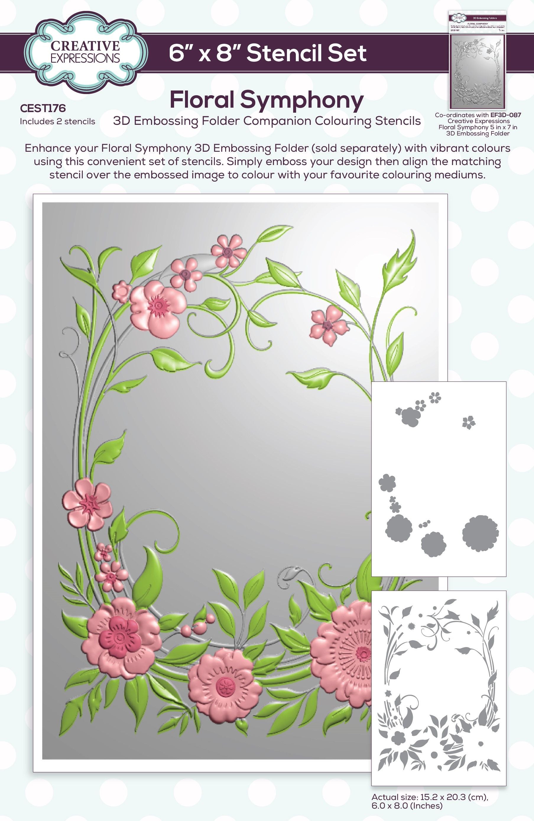 Creative expressions • floral symphony companion colouring stencils set of 2