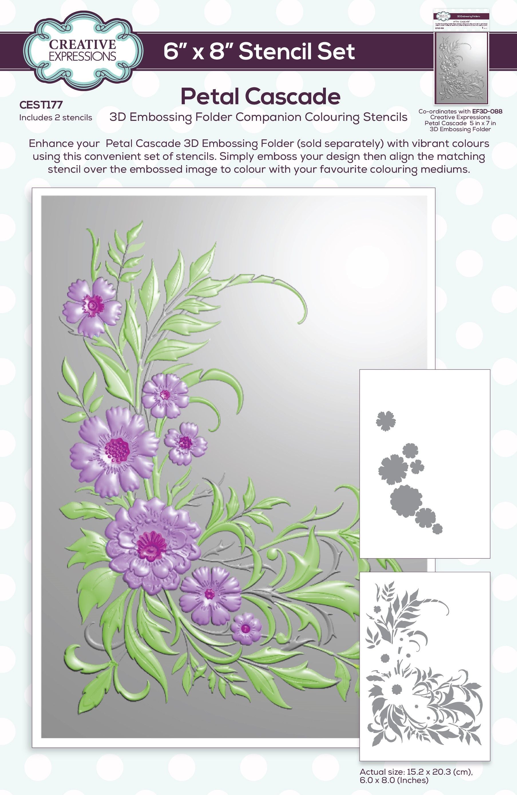 Creative expressions • petal cascade companion colouring stencils set of 2