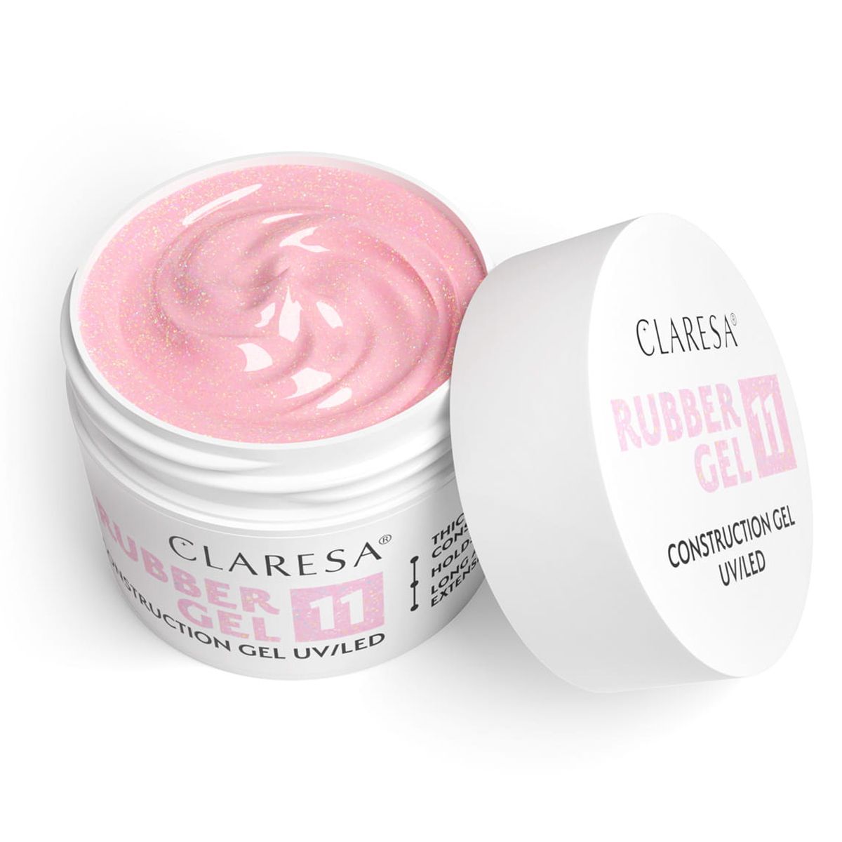 Claresa rubber gel 11 sparkle soft pink 12gr.