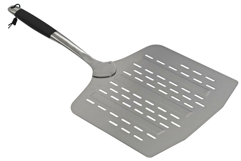 Cozze Pizzaschieber aus Edelstahl mit Belüftungslöchern, 66 cm, Silber