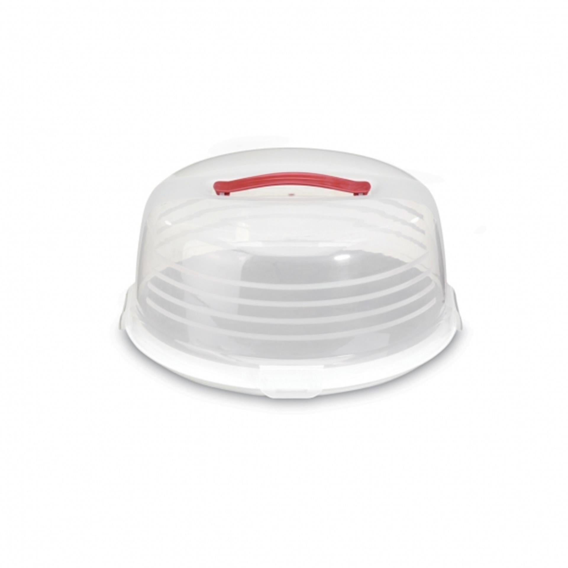 Curver taartdoos 35cm rond wit transp.