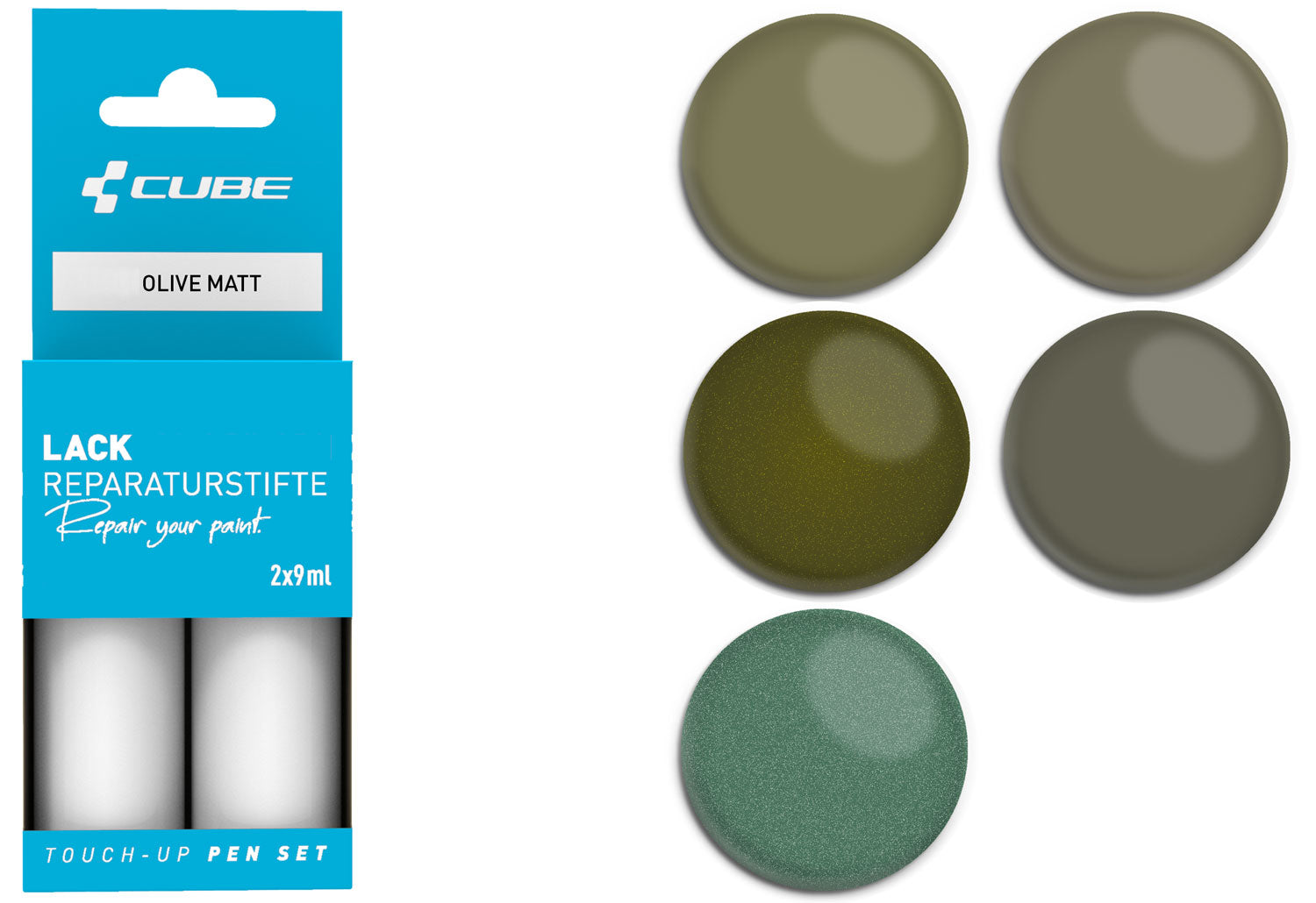 Cube touch-up pen set olive matt