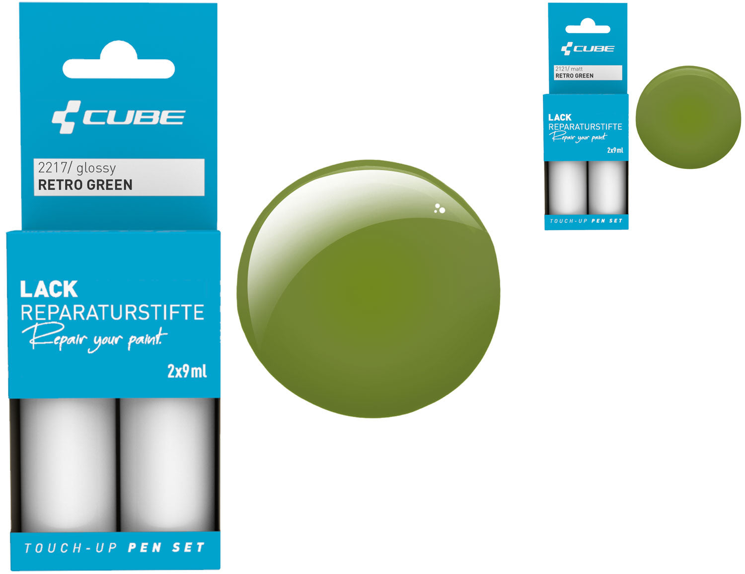 Cube touch-up pen set retro green