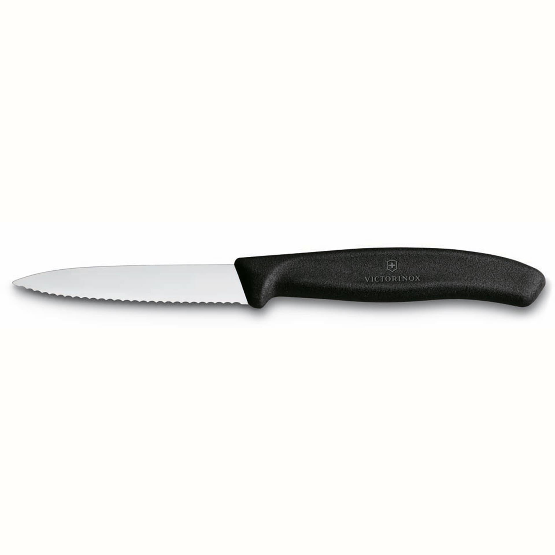 Victorinox swissclassic schilmes 8cm gekarteld lemmet zwart handvat