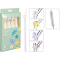 Excellent houseware rietjes glas met ornament set a 5 stuks
