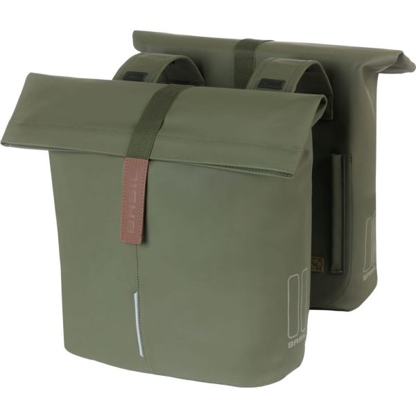 Basil City Doppel-Fahrradtasche 28–32 Liter, 12 x 29 x 30 cm, Moosgrün