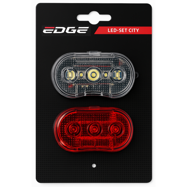 Edge City Beleuchtungsset – 3 LEDs – Vorder- + Rücklicht – Batterien enthalten