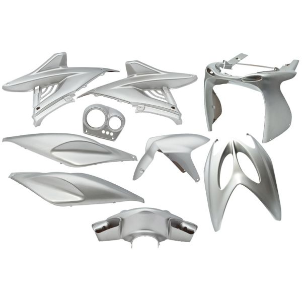 9-teiliges Kantenschutzplatten-Set für Yamaha Aerox bis 2014 – Metallic-Silber