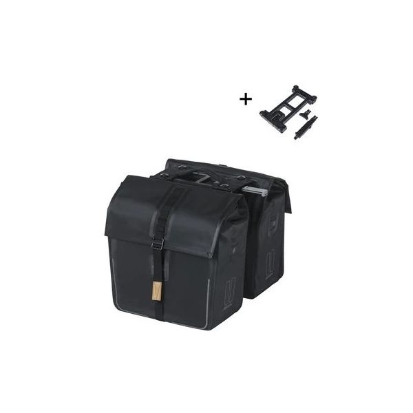 Doppelte Fahrradtasche Basil Urban Dry MIK 50 Liter 16 x 31 x 32 cm (2x) - Mattschwarz