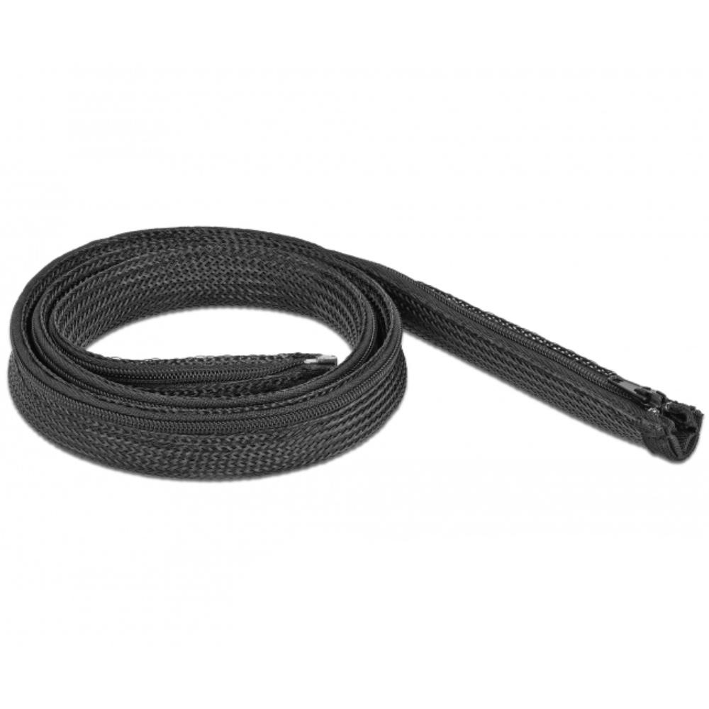 Delock geflochten slang met rits 1 m x 20 mm zwart