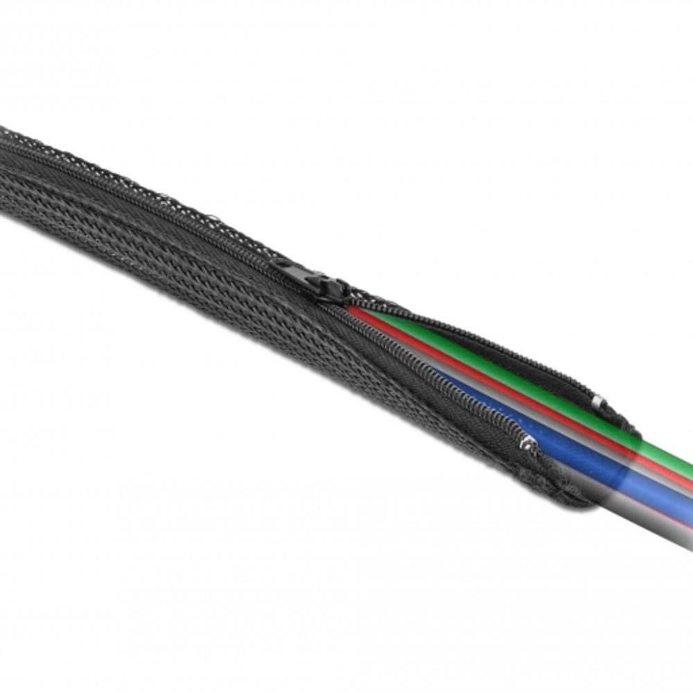 Delock geflochten slang met rits 1 m x 20 mm zwart