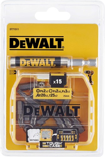 Dewalt accessoires 15-delige mixed tic tac + schroefgeleider - dt71511-qz