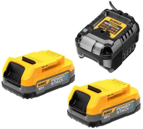 Dewalt accessoires dcb1102e2-qw 18v xr powerstack kit: dcb1102 lader | 2x compact powerstack accu - dcb1102e2-qw