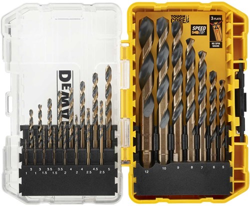 Dewalt dt70729-qz black gold metaalborenset - 23-delig - hss-g - split point 135° - in toughcase - voor metaal, hout en kunststof
