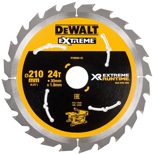 Dewalt cirkelzaagblad voor hout | extreme runtime | ø 210mm asgat 30mm 24t - dt99565-qz