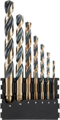 Dewalt accessoires houder + black gold ronde schacht metaalboren | 7 stuks | 3 mm, 4 mm, 5 mm, 6 mm, 8 mm, 10 mm, 12 mm - dt70829-qz