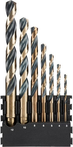 Dewalt accessoires houder + black gold ronde schacht metaalboren | 7 stuks | 3 mm, 4 mm, 5 mm, 6 mm, 8 mm, 10 mm, 12 mm - dt70829-qz