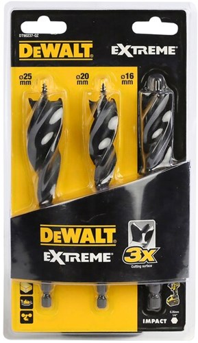 Dewalt dt90237 speedboor tri flute extreme™™ 3-delige set 152mm (16,20,25mm)