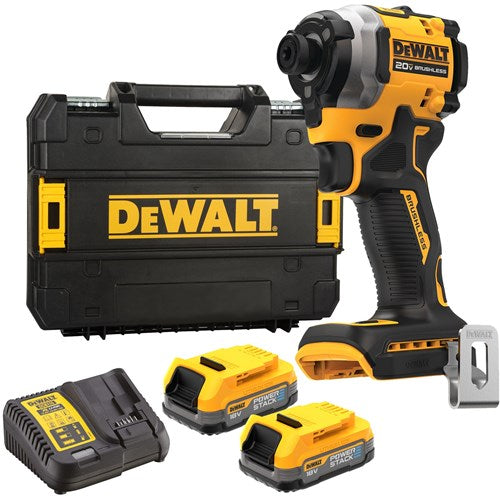 Dewalt dcf850e2t-qw | xr brushless accu slagschroevendraaier 18v powerstack in tstak (2x 1.7ah powerstack accu + lader) - dcf850e2t-qw