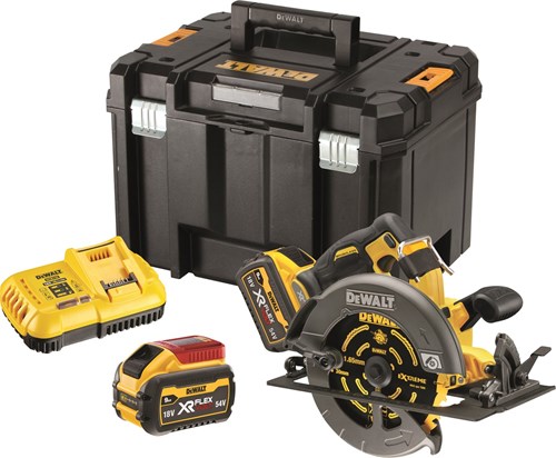 Dewalt dcs578x2 | accu cirkelzaag | 54v xr | flexvolt | 190 mm | 2x 9,0 ah accu en snellader - dcs578x2-qw