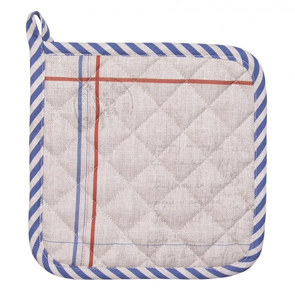 Clayre eef pannenlap haan beige blauw 20x20cm