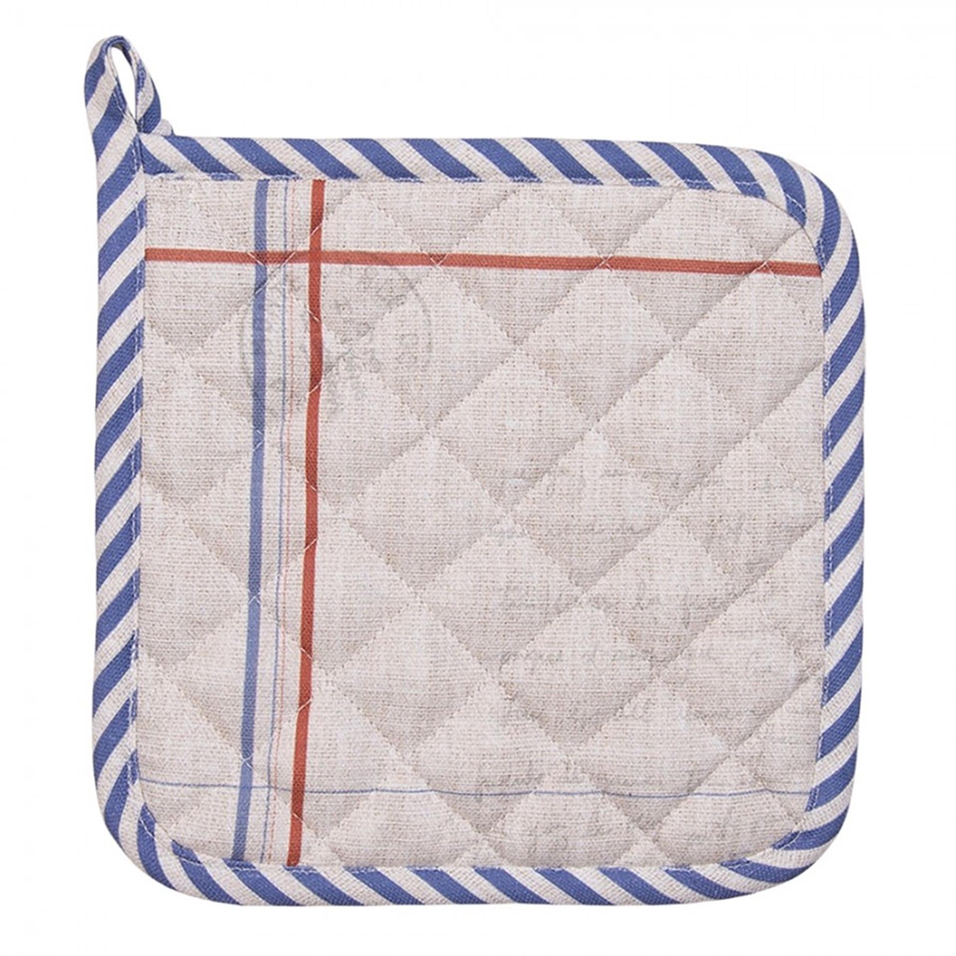 Clayre eef pannenlap haan beige blauw 20x20cm
