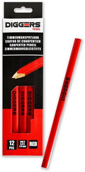 Diggers schrijnwerkerspotlood | 24cm | rood | 12 stuks - dig388
