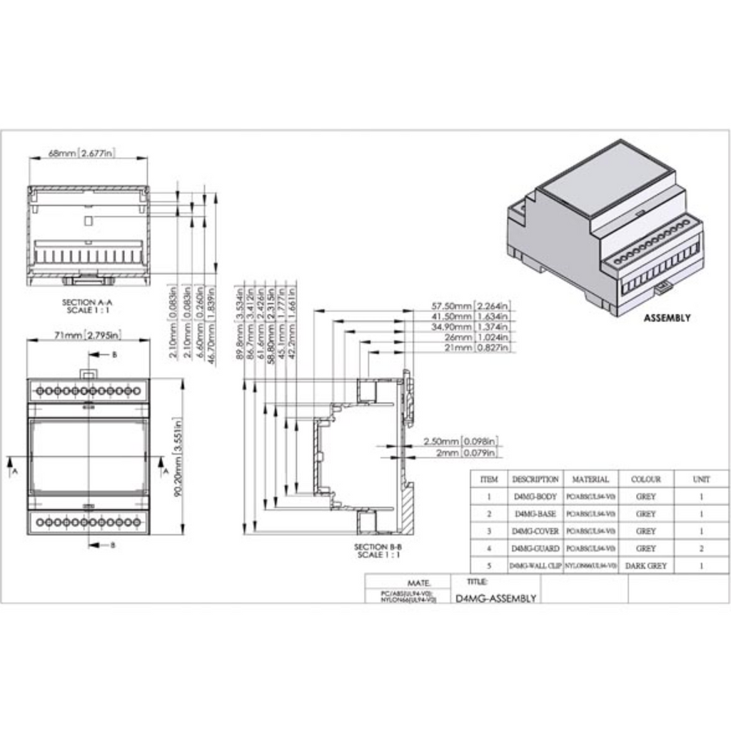 Din-rail module box - 4mg