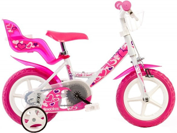 Little Heart 12 Inch 21 cm Meisjes V-Brakes Wit Roze