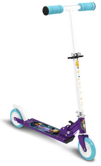 Disney Wish 2-wiel Kinderstep Opvouwbaar Voetrem Paars Blauw