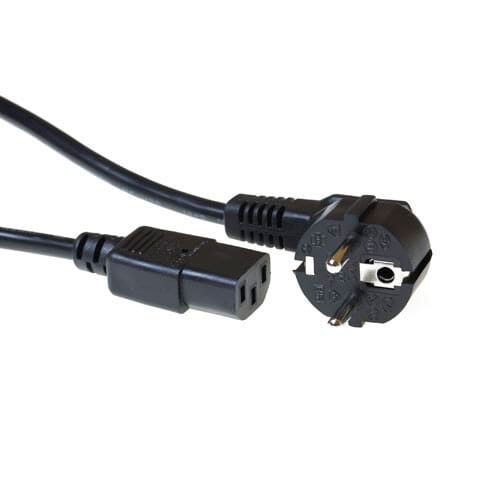 ACT 230V Anschlusskabel Schuko Stecker (gewinkelt) C13 schwarz 1 m