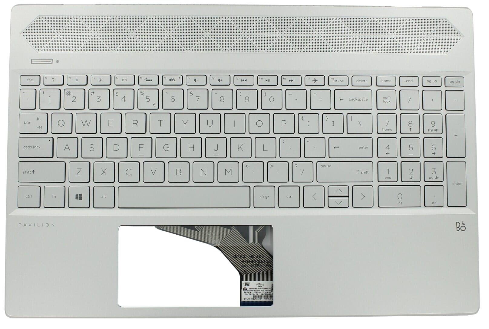 Ty hp laptop toetsenbord qwer us + top cover, bl- zilver
