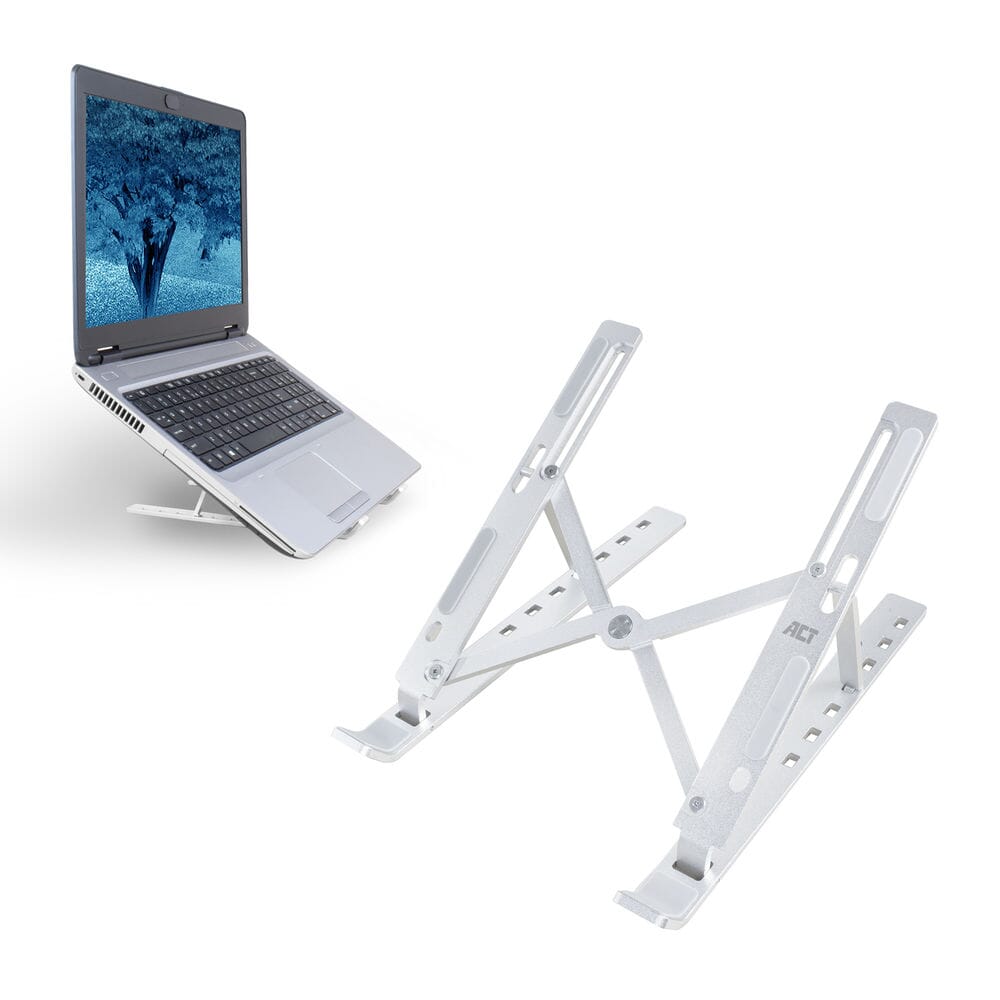 Act connectivity laptopstandaard aluminium, opvouwbaar (aluminium, hoogte verstelbaar in 7 standen)