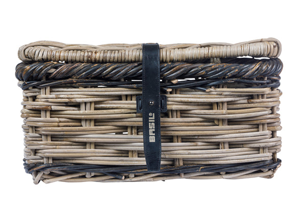 Basil Dijon S Fahrradkorb mit Deckel, 27 x 39 x 21 cm, grau/schwarz