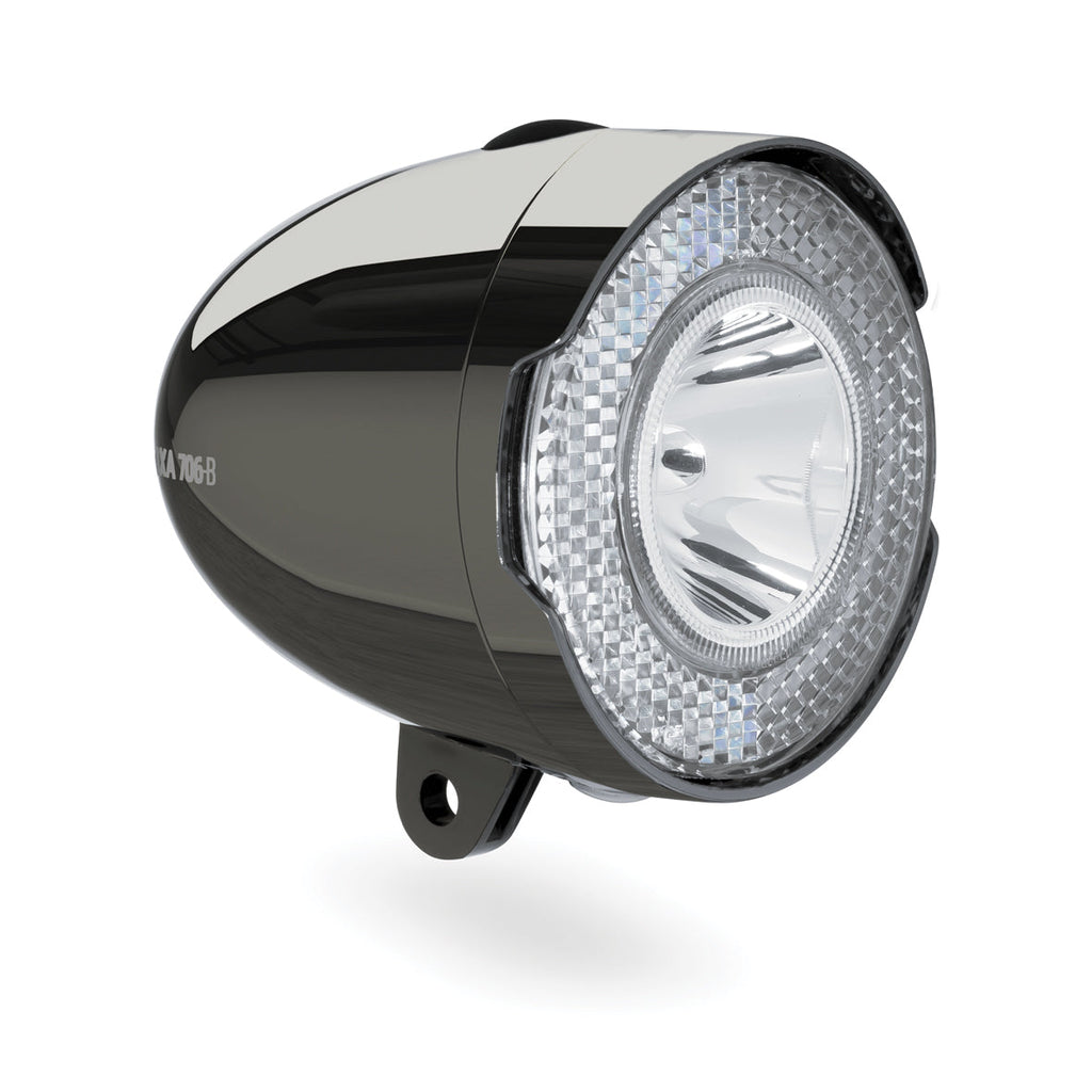 koplamp 706-B Retro 15 lux led batterij chroomzwart