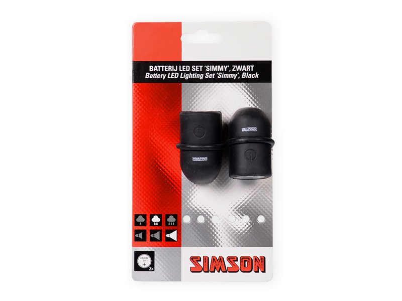 Simson verlichtingsset Simmy incl.batterijen zwart op kaart