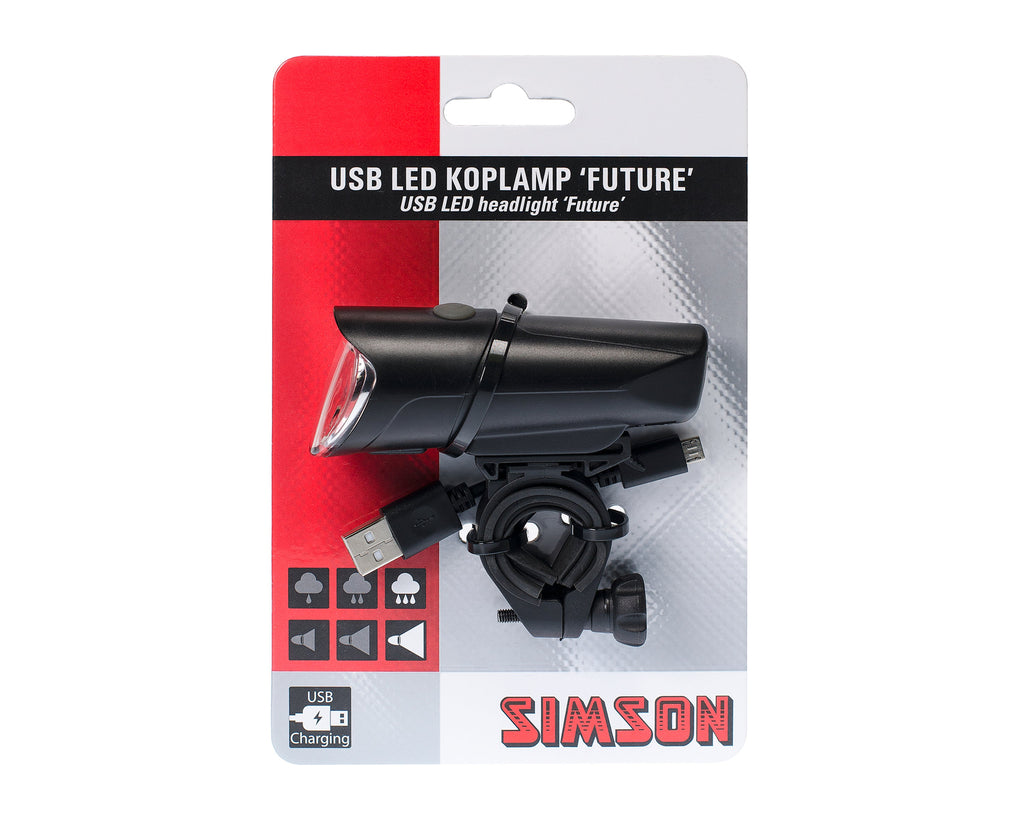 koplamp Future USB led oplaadbaar zwart