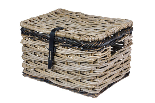 Basil Dijon L Fahrradkorb mit Deckel, 36 x 49 x 30 cm - grau/schwarz