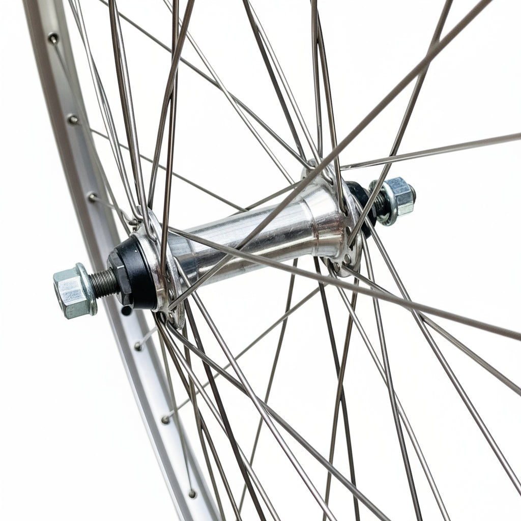 Rodi voorwiel 28 - 622x19 skorpion alu. zilver fm21 vast sp. 14 rvs